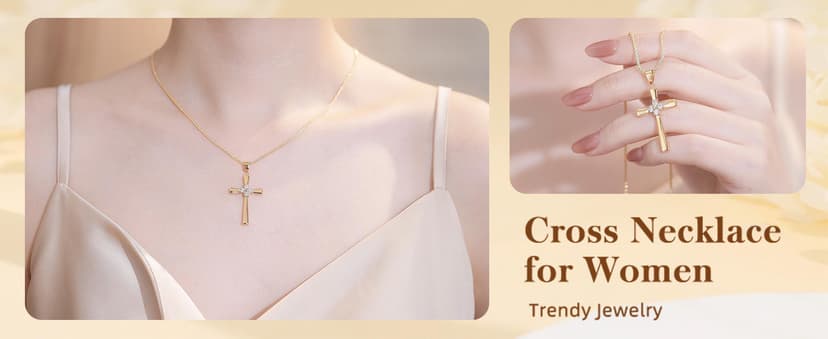 Gold Moissanite Cross Necklace for Women Wife in Light-Up Gift Box,Love Card - Women Anniversary Birthday Gifts Ideas for Wife Her Girlfriend, Christian Cross Chain Jewelry(18K Real Gold Filled)