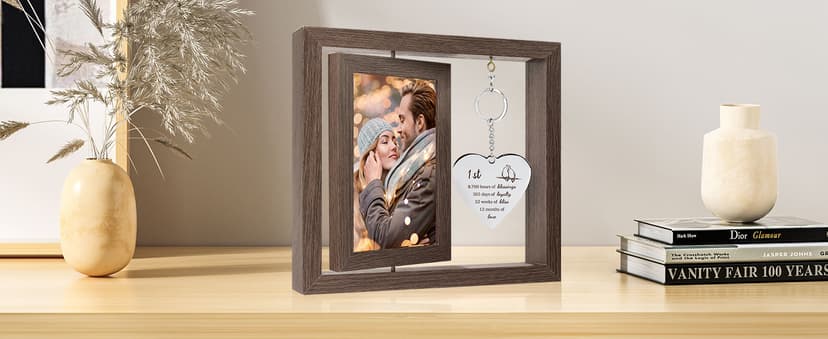 HELORAY 1 YearAnniversary Picture Frame Gifts for Couple 1 Year Anniversary Paper Gifts for Girlfriend One Year Anniversary Picture Frame for Wife Happy 1 Year Anniversary Decorations Gift for Couple B0DPFCQK5P