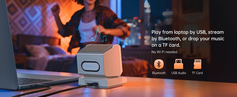 Bluetooth & USB Audio, Alarm/White Noise Clock, Desk Setup Gifts for Gaming Divoom MiniToo Retro PC-Style Computer Speaker, Pixel Screen with DIY Faces B0FRF3XGQ4