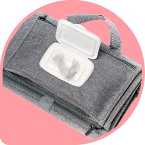 Kopi Baby Portable Diaper Changing Pad - Baby Diaper Changer Travel Bag with Wipes Pocket, Smart Design Portable Changing Mat, Infant Travel Station Kit, Gift for Newborn Girl & Boy - Grey, Classic
