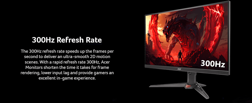 Acer Nitro 27" WQHD 2560x1440 IPS PC Gaming AMD FreeSync Premium | 300Hz | Up to 0.5ms | 99% sRGB | DisplayHDR 400 | ErgoStand | VESA Mounting | 1 x DP 1.4 & 2 x HDMI 2.1 | XV272U F3bmiiprx