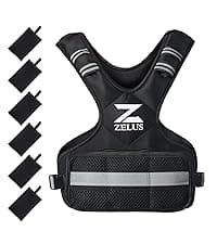 ZELUS Weighted Vest, 6lb/8lb/12lb/16lb/20lb/25lb/30lb Weight Vest with Reflective Stripe for Workout, Strength Training, Running, Fitness, Muscle Building, Weight Loss, Weightlifting