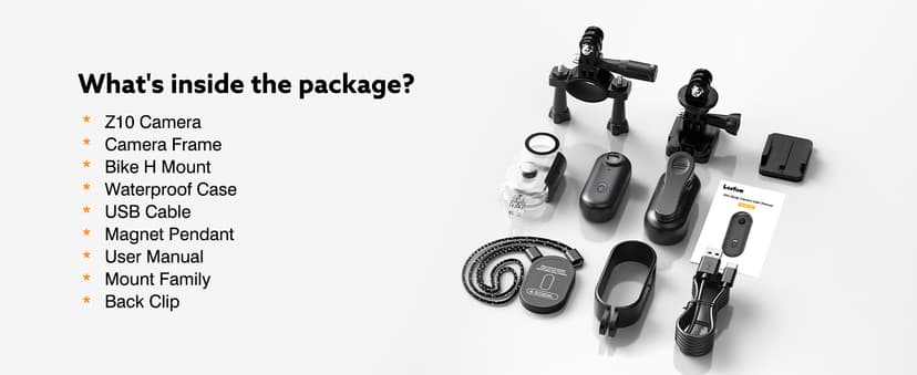 Losfom Z10 4K Action Camera, 128GB Wearable Sports Camera with Waterproof Case, Magnetic Clip, and Quick-Mount Accessories, Small Body Cam for Cycling, Diving, Travel (No WiFi No Bluetooth