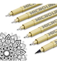 KERIFI Micro Fineliner Drawing Pens for Artists, 16 Black Fine Liner Markers, Waterproof Archival Ink Multiliner Pens, Technical Mandala Zentangle Book Accessories, Art Supplies Stuff Gifts for Adults