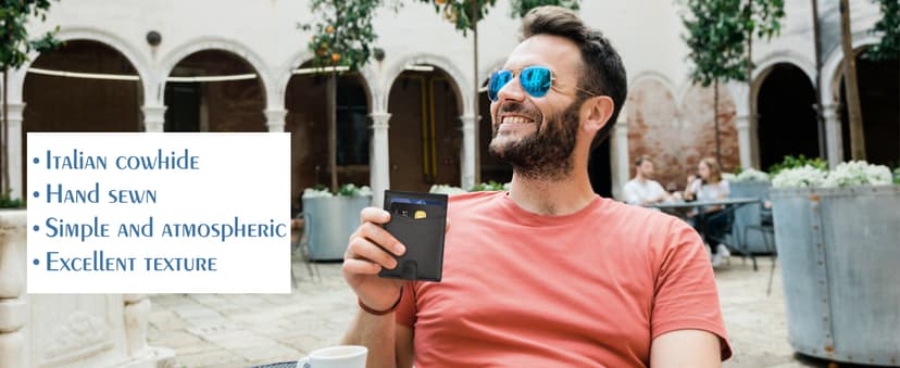 Slim Rfid Leather Wallet for Men: Stocking Stuffers Birthday Gifts for Men Him Boyfriend Husband Grandpa Minimalist Travel Wallet Gifts Ideas for Christmas Anniversary Valentines Fathers Day