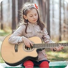 Pyle Cutaway Acoustic Electric Guitar and Amp Kit, 4/4 Full Size Spruce Wood Body with 10W Amplifier, Gig Bag, Strap, Extra Steel Strings, Picks, Cable, for Beginners and Adults, Natural