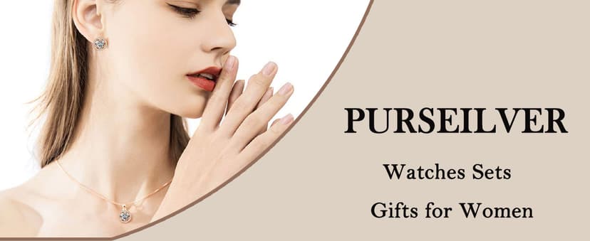 Watches Sets for Women, Rose Gold Watch Set Necklace Earring Bracelet 4 Pieces Jewelry Set for Mom Wife Girlfriend