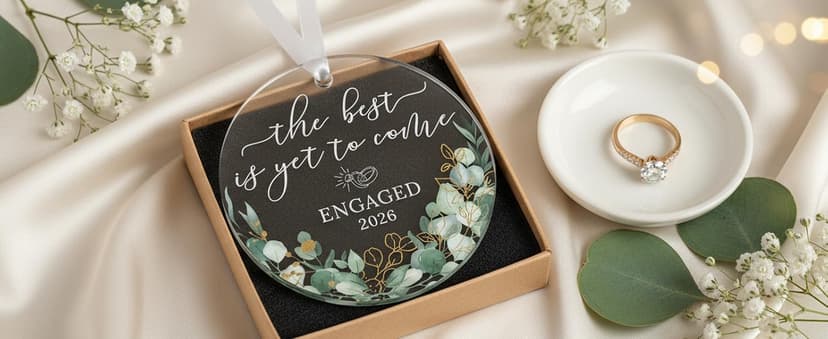 HEXMOZ Engagement Gifts for Couples - Engagement Gift for Newly Engaged Couples, Women, Fiance, Her - Bride to Be Gifts, First Christmas Just Engaged Acrylic Ornament 2025 - Party Decorations