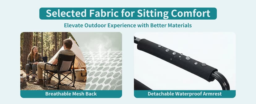 OLIXIS Outdoor Folding Rocking Chair for Adults, Portable Camping Lawn Chair with Mesh Back, Waterproof Armrests & Sturdy Frame, Foldable Seat for Patio, Beach, Camping, Black