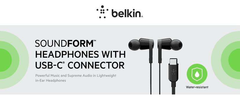 Belkin SoundForm Wired Earbuds with USB-C Connector, In-Ear Earphones w/ Microphone - USB-C Headphones for iPhone 15, iPad Mini, Galaxy S24, Google Pixel, Android, and More - Black