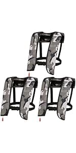 3-Pack Life Jackets for Men Women - 150N Automatic Inflation Swim Vest with Reflective Strips & Safety Buckle ~ Lightweight &Breathable
