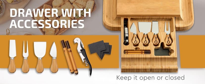 Bambüsi Personalized Charcuterie Board - Custom Engraved Bamboo Cheese Board Set for Couples, House Warming Gifts New Home, Wedding, Bridal Shower, Birthday Gifts for Women, Anniversary, Chrismas