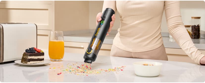 Fanttik Slim V10 APEX Cordless Car Vacuum, 4-in-1 Portable Mini Handheld Vac, 19kPa Suction Power, Upgraded Smart Digital Display, 2 Suction Modes for Small Jobs, Car, Office Desk, Keyboards (Black)