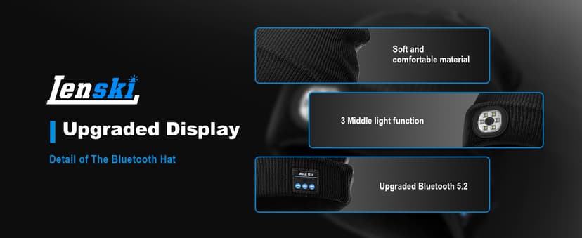 Lenski Stocking Stuffers for Men Adults, Dad Gifts for Men, Bluetooth Beanie Hat for Mens, Mens Gifts for Dad Him Grandpa