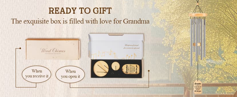 Gifts for Grandma, Grandma Birthday Gifts, Grandma Wind Chimes, Best Christmas Mothers Day Thanksgiving Present for Grandmother, Nana, Granny, 25.5 inches, Silver