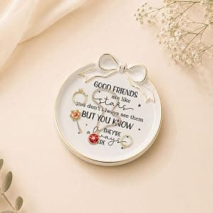 Jewelry Tray with Bow - Good friends are like stars - Gifts for Friends, Bestie, BFF, Sisters - Decorative Trinket Dish - Birthday Gift for Women - Friendship Gifts - Sentimental Keepsake B0GXKCKVR7