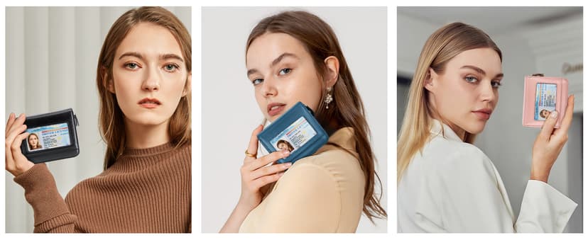 XINNSTAR Small Wallet for Women, Genuine Leather RFID Blocking Credit Card Holder Slim Compact Coin Purse Women's Wallets with ID Window 8 Card Slots