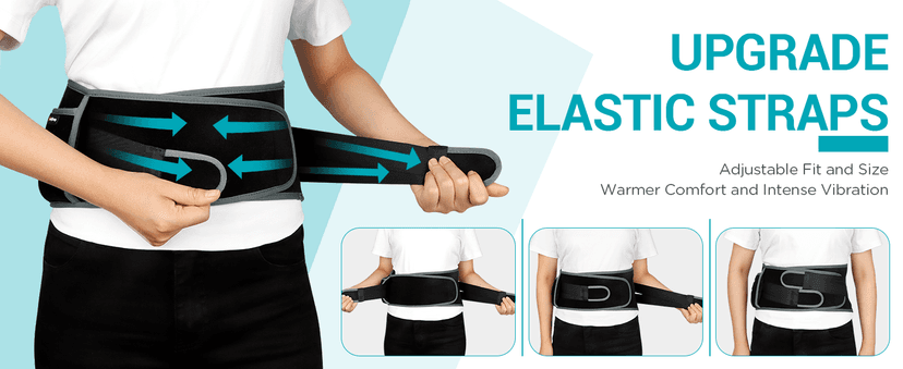 Comfytemp Cordless Heating Pad with Massager for Back Pain Relief, Portable Lower Back Massager Wearable, Birthday Gifts for Dad Mom Men Women Elderly, Rechargeable Period Cramps, 3 Heat Auto-Off, 58"