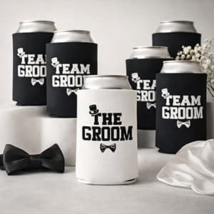 The Groom And Team Groom Can Coolie Holder Bachelor Party Decorations Bachelor Party Favors Bachelor Party Accessories Wedding Favors Gift For Groom Groomsmans Proposal Gifts Black White B08CHMD5PM