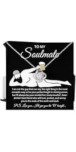 To My Soulmate Necklace For Women, Funny Gifts For Girlfriend, Personalized Christmas Presents For Girlfriend, Best Birthday Meaningful Gift Ideas For Wife, Women Romantic Jewelry For Her Anniversary