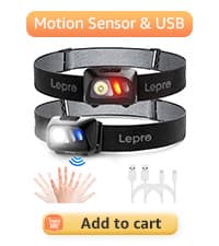 Lepro LED Headlamp Rechargeable - Super Bright Head Lamp with 5 Modes for Camping & Hiking Gear Essentials, IPX4 Waterproof Headlight Flashlight with Red Light, USB Cable Included