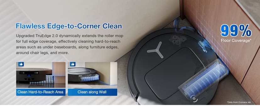 ECOVACS DEEBOT T80 Omni Robot Vacuum and Mop, 18,000Pa Suction, OZMO Roller Mop with TruEdge, Zero-Tangle Brush, AI Navigation, All-in-One Station