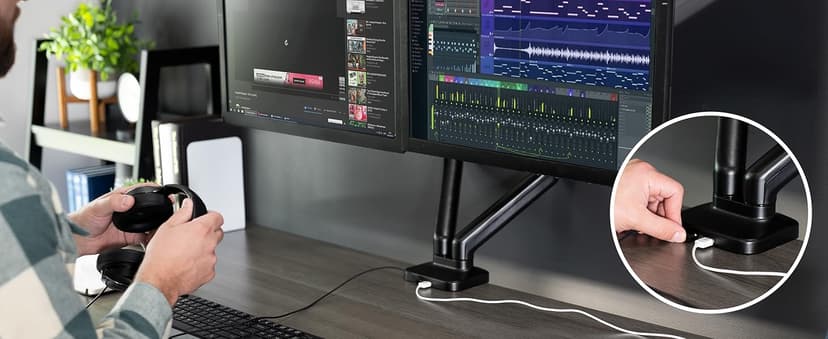 VIVO Dual Monitor Stand, Fully Adjustable Arms for 17 to 32 inch Screens, Mechanical Articulating Desk Mount, Gaming and Office Setups, VESA 75x75, 100x100, Max 19.8 lbs, Classic, Black, STAND-V002O