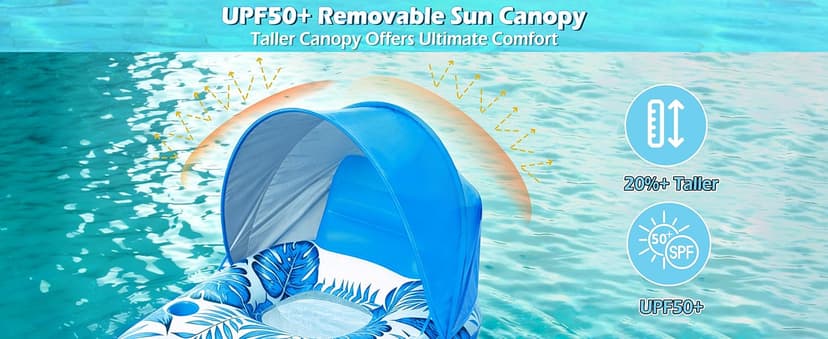 Jasonwell Pool Float with Canopy - Inflatable Pool Floaties Adult Lounger Floats Raft Floating Chair with Cup Holders for Swimming Pool Lake Water Lounge Float Beach Pool Party Toys for Adults