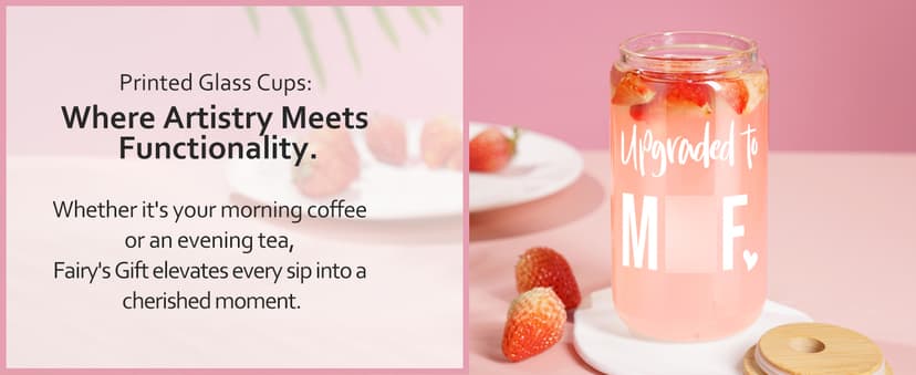 Fairy's Gift New Mom 16 oz Glass Cup with Lid Straw, Funny New Mom Gifts for Women, Christmas Birthday, Postpartum, Pregnancy Gifts for Expecting Mommy, Pregnant Women, Mother to Be, First Time Mommy