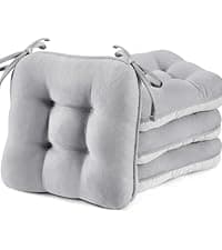 BETU Chair Cushions for Dining Chairs Set of 4,3.5" Thick Kitchen Table Chair Pads with Ties,Non Slip Backing and Covers, Seat Cushion for Dining Room,Bar,Patio Chairs,15.5"X15.5"X3.5",Beige