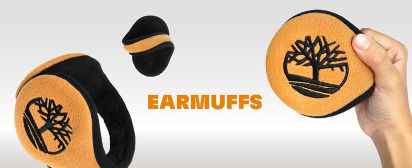 Timberland Men’s Foldable Tree Logo Ear Muffs - One Size, Soft Inner Cushion for Warmth, Easy to Carry, Cold Weather Fit