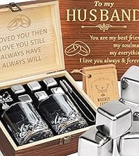 Gifts for Men Dad Husband from Wife Daughter Son, Unique Christmas Anniversary Birthday Gifts for Him, Whiskey Decanter Globe Set with 2 Glasses, Bourbon Scotch Liquor Cool Stocking Stuffers Presents