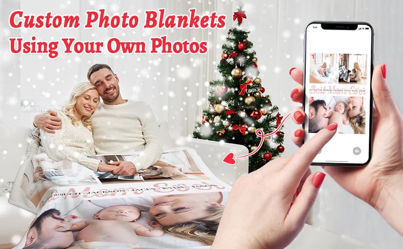 Custom Blanket with Photos Personalized Blankets Customized Blankets and Thows Customizable Blanket Picture Blankets Customize for Valentines Day Gifts Birthday for Her Him Girlfriend Boyfriend Wife