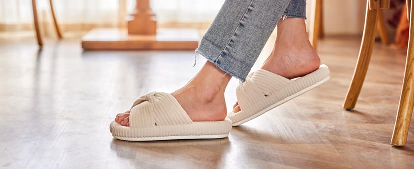 Chantomoo Slippers for Women Memory Foam House Bedroom Corduroy Bow Crossbands Slipper Shoes Comfy Trendy Gift Slippers