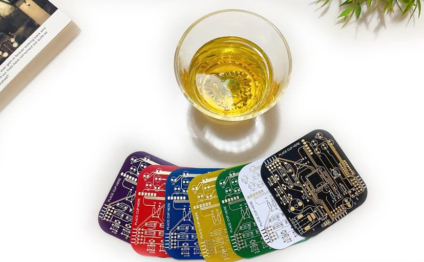 Coasters for Drinks in PCB-Design Green Coasters Decor with Immersion Gold Circuit Board for Coffee Table Bar Office Tech Gifts for Boyfriend Gamer Geek Engineer Dad Men Anniversary