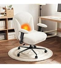DurayLoly Big and Tall Office Chair with Adjustable Arms and Back, Ergonomic Office Chair with Footrest and Comfortable Fabric for Home Office, Bedroom,White