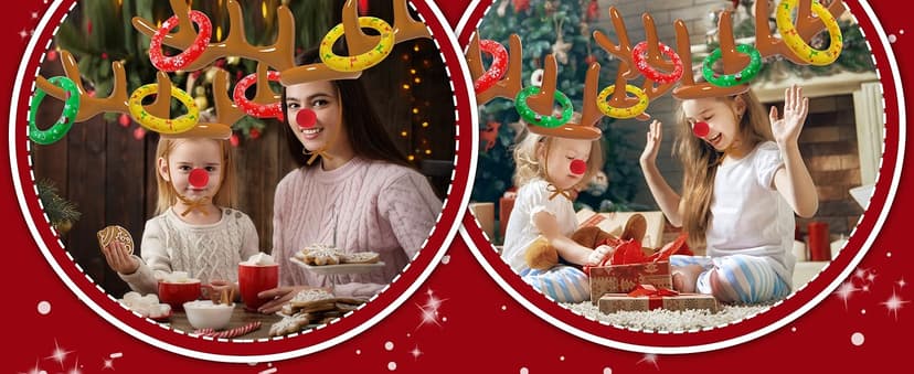 Christmas Games Decorations, Inflatable Reindeer Antler Ring Toss Game, Stocking Stuffers for Men Women Kids Teens Adults, Christmas Party Games Fun Xmas Gifts Carnival Holiday Family