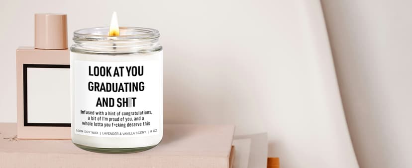 Funny Grad Candle, 2025 Graduation Gifts for Her, Him - College, High School, Masters Degree, Phd, Nursing & Nurse Graduation Gifts for Women, Men - 9 oz