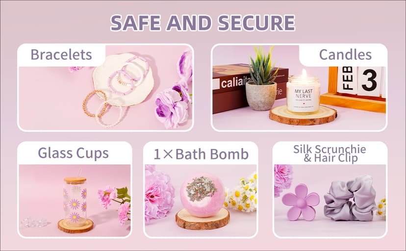 Birthday Gifts for Women Friendship, Teen Girls, Girls, Unique Cute Birthday Gift Box For Girl, Her, Sister, Daughter, Friends, Ideas Cute Daisy Aesthetic Glass Cups Gifts Set (Purple)