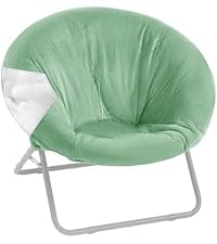 HOMBYS Fluffy Shaggy Cover for Papasan Chair Cushion, Plush Faux Fur Slipcover ONLY, (Without Cushion) Removable Soft Papasan Cushion Covers with 8 Ties, (Sage Green, 55"x55")