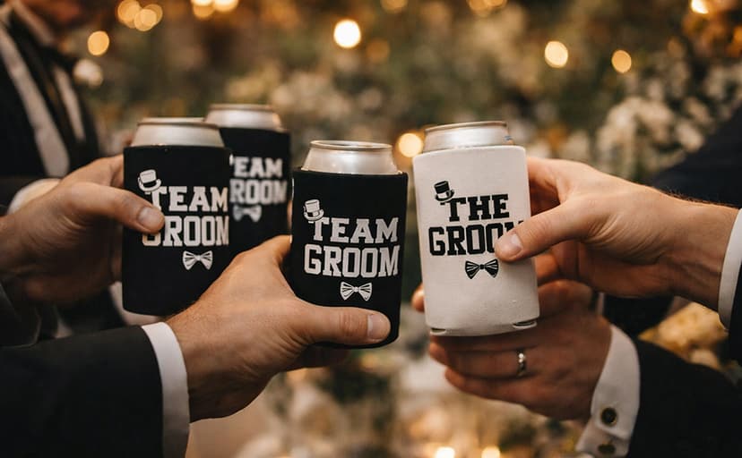 The Groom And Team Groom Can Coolie Holder Bachelor Party Decorations Bachelor Party Favors Bachelor Party Accessories Wedding Favors Gift For Groom Groomsmans Proposal Gifts Black White B08CHMD5PM