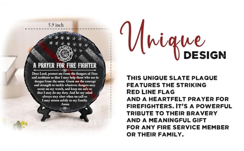Firefighter Gifts for Men – Fireman Prayer Plaque – Firefighter Graduation Gifts – Inspirational Fire Fighter Decor for Home or Office, Birthday, Christmas, Thank You, Retirement Keepsake