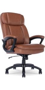 Serta® Hannah Executive Home Office Desk Chair, Ergonomic Mid-Back with Lumbar Support, Firm Seat Cushion, Layered Body Pillows, Padded Armrests, Swivel Base, Easy Assembly, Microfiber, Beige