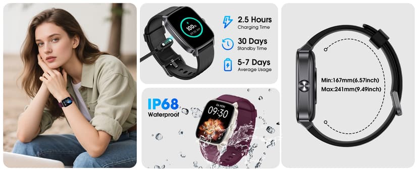 DAVIKO Pedometer Watch Senior Friendly No App/Phone Required, Waterproof Fitness Tracker Watch with Step Counter Calories/Sleep Tracker for Walking Running for Men Women