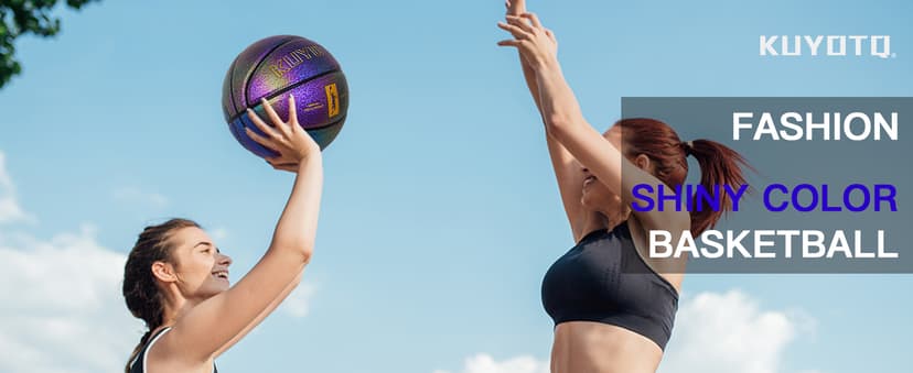 KUYOTQ Kids Youth Women Basketball - Shiny Purple Leather Size 3/4/5/6 - 22/25.5/27.5/28.5" Dazzle Textured Basketball for Boys and Girls (Deflated, Without Pump)