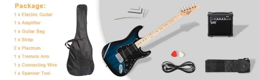 GLARRY Full Size Electric Guitar for Music Lover Beginner with 20W Amp and Accessories Pack Guitar Bag (DARK BLUE, 39" Right Handed)