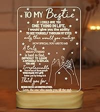 to My Bestie Gifts,3D Illusion Lamp I Love You Friends Night Light for Best Friend Sister Boys & Girls Women BFF Birthday Holiday, Soft Warm White Colors LED Wooden Table Lamp