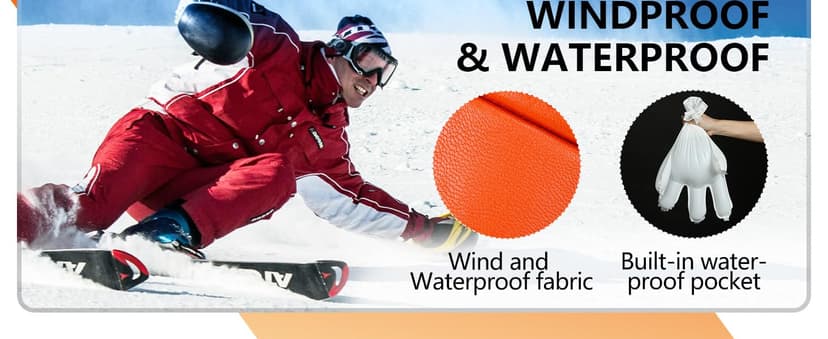 KUTOOK Winter 3 Fingers Ski Mittens Goatskin Thermal 3M Thinsulate Waterproof Snowboarding Gloves with Pocket for Men Women