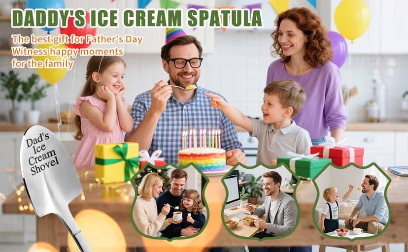 Christmas Gifts for Dad - Funny Stainless Steel Ice Cream Shovel Spoon, Son and Daughter Give Birthday Gifts to Dad Father's Day Gift Thanksgiving Gifts - cute and practical