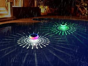 Askyli Floating Pool Lights Solar with Remote, 7.6 Inch RGB Up and Down Color Changing Solar Pool Lights That Float with Dynamic Lighting Effects, Floating Light for Pools, Party, Decor(2)